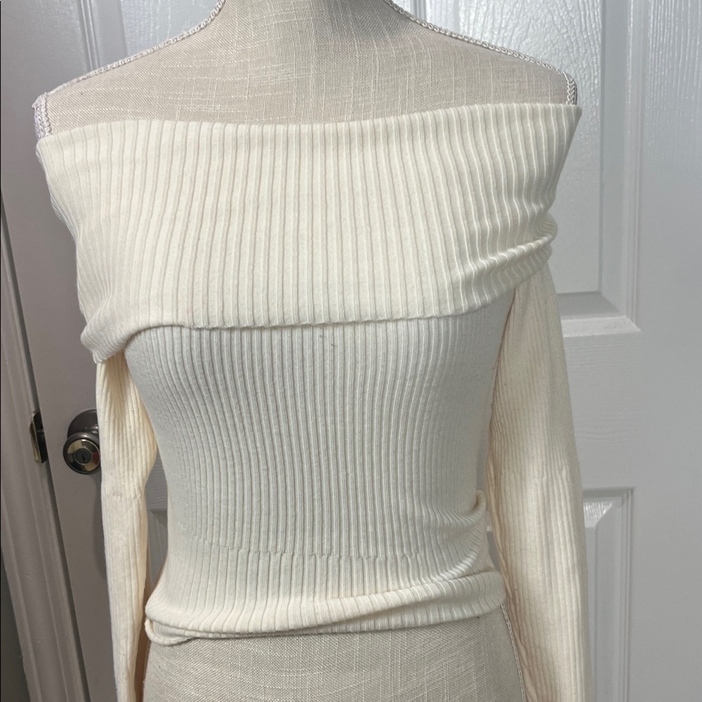 Princess Polly Off-Shoulder Ivory Sweater